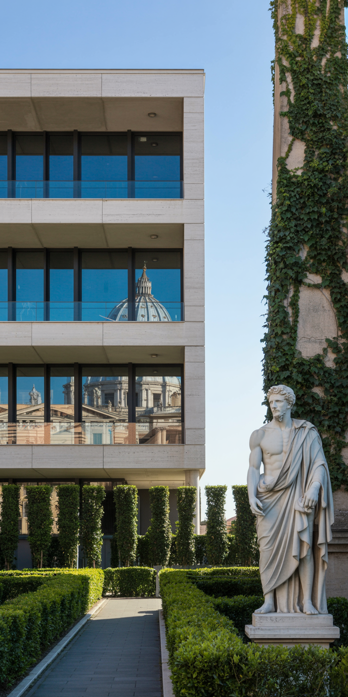 Complesso residenziale contemporaneo gestito con il metodo DOMOVA Gestioni.